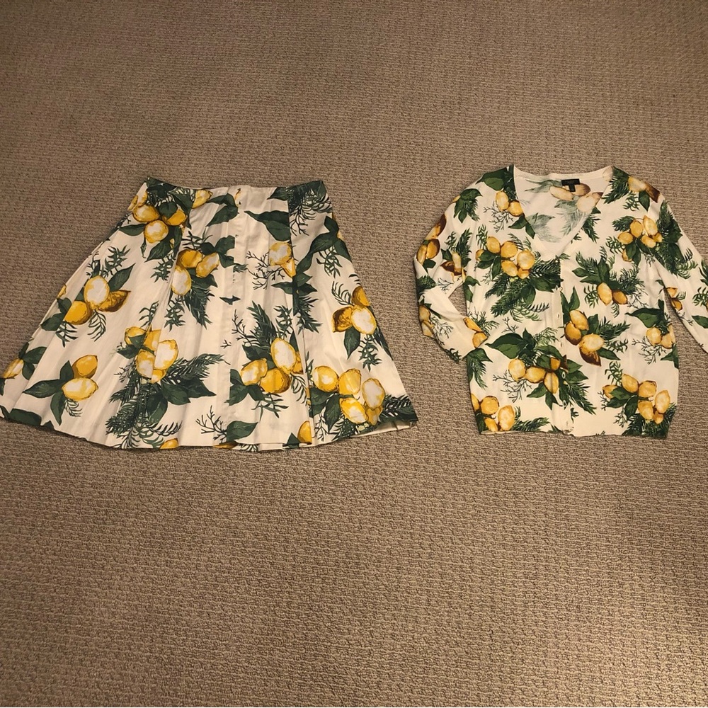 Talbots White Lemon Print Skirt